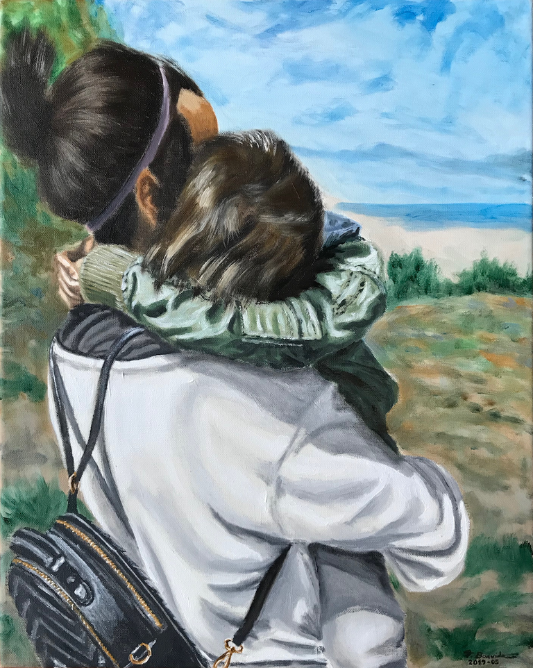 Mother and son. 50 cm x 40 cm, May 2019