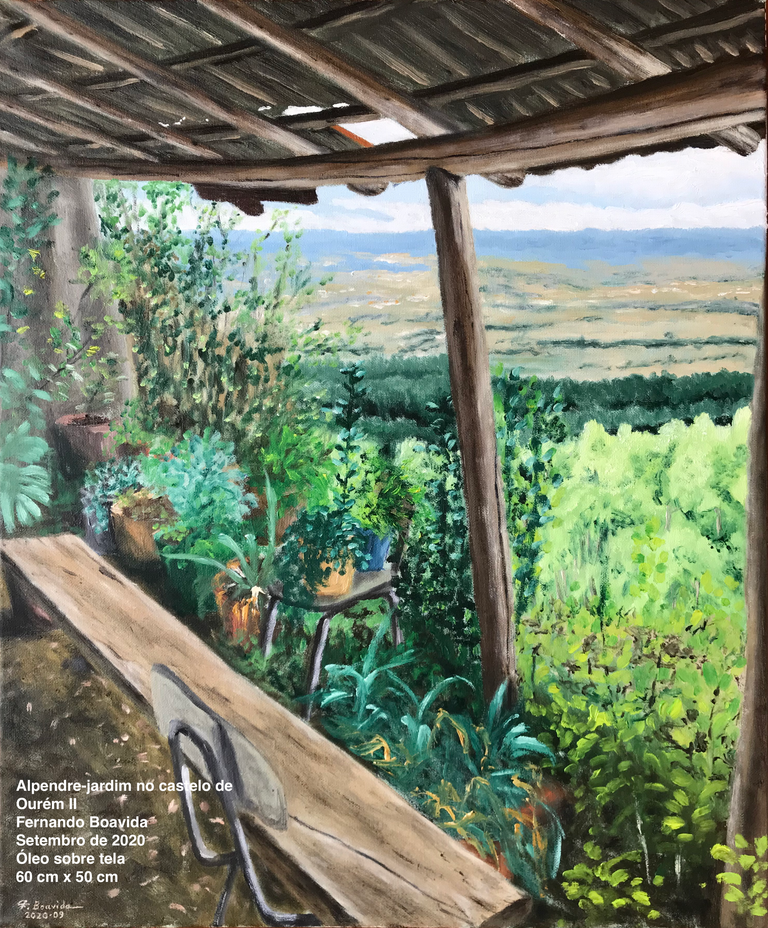 Garden porch at Ourém castle. 60 cm x 50 cm, September 2020