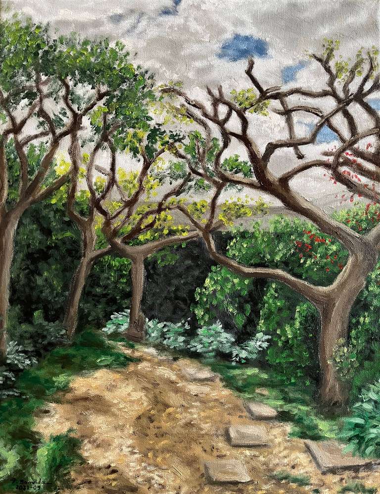 Garden at the Calouste Gulbenkian Foundation, Lisbon. 45 cm x 35 cm, September 2022