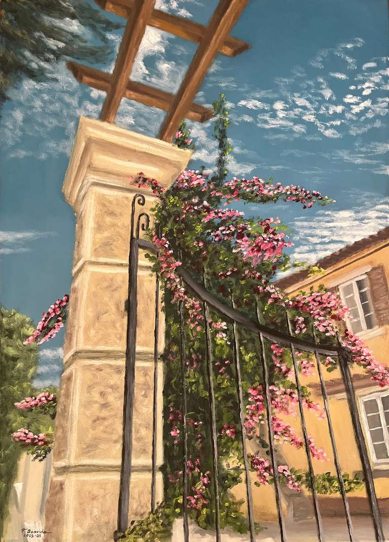 At the gate. 70 cm x 50 cm, January 2025