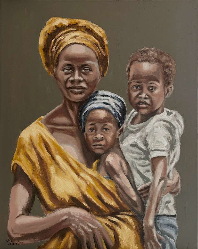 Mother and children. 50 cm x 40 cm, April 2026