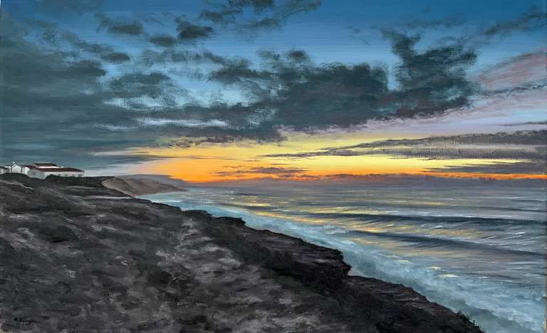 Sunset at Ericeira. 50 cm x 80 cm, April 2023