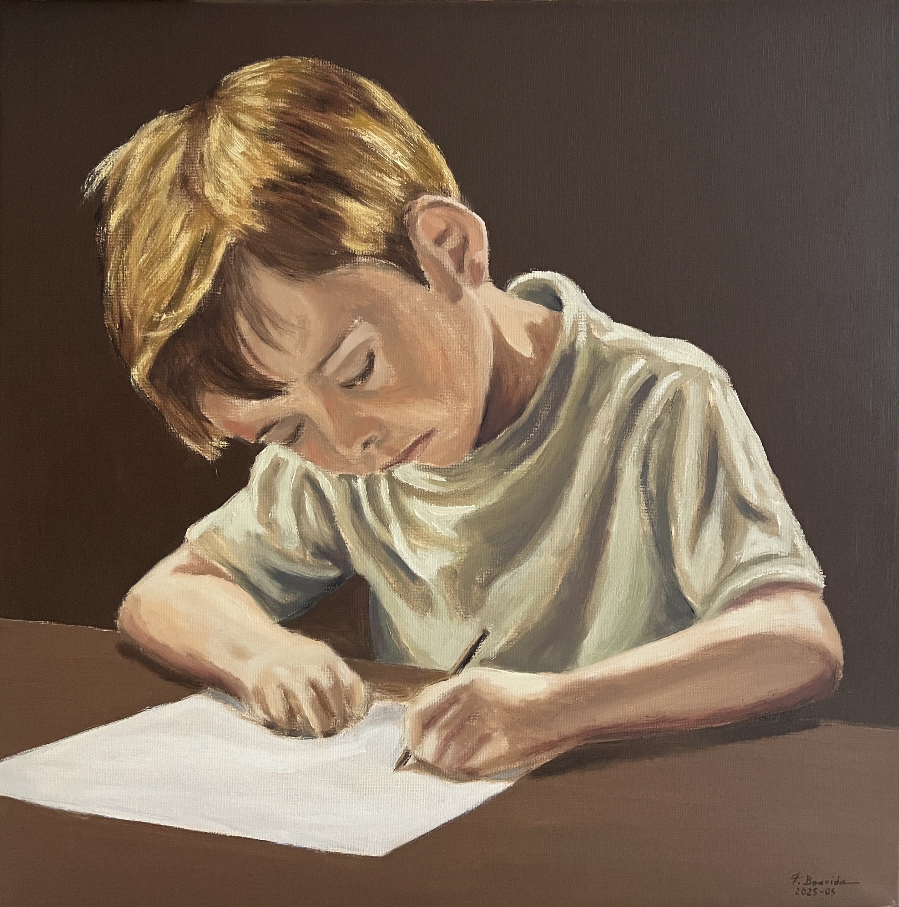 Little boy doing homework