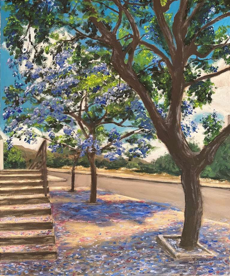 Jacaranda trees in Campus 2 of the University of Coimbra III. 60 cm x 50 cm, August 2024