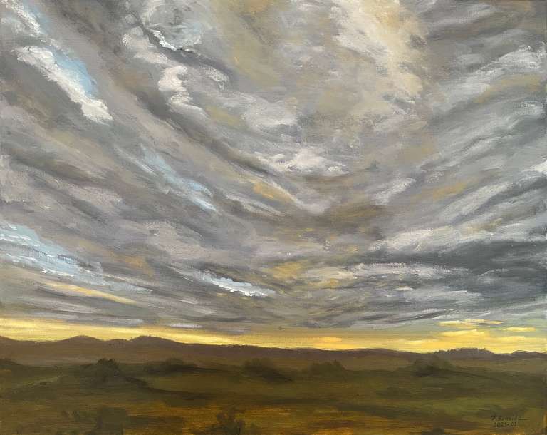 Greenish-yellow sky. 40 cm x 50 cm, March 2023