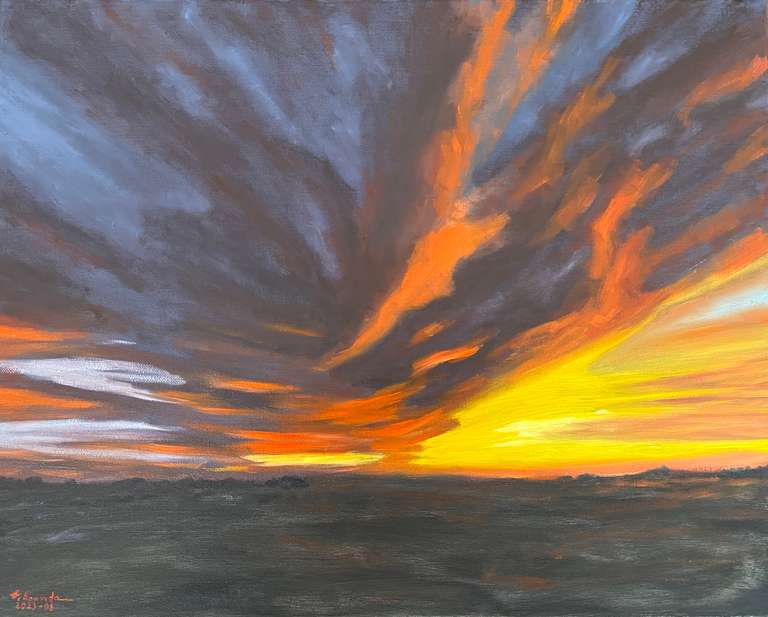 Yellow-orange sky. 40 cm x 50 cm, June 2023
