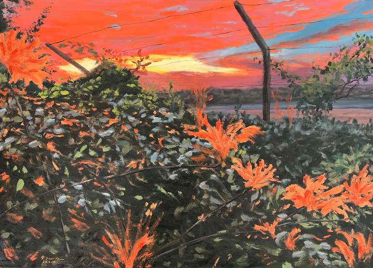 Sunset at Casal da Estrada (Condeixa). 50 cm x 70 cm, March 2024