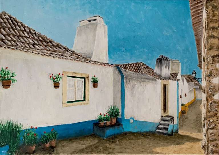Narrow street in Óbidos. 50 cm x 70 cm, July 2019