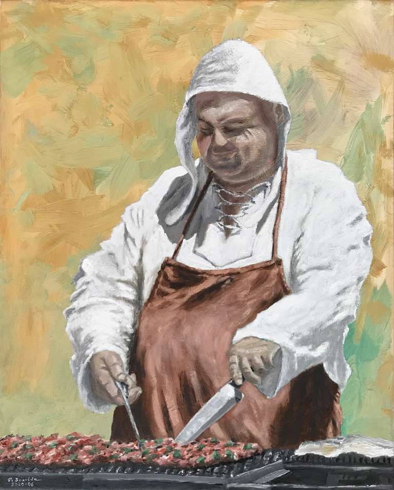 Óbidos medieval fair - The roaster. 50 cm x 40 cm, June 2020