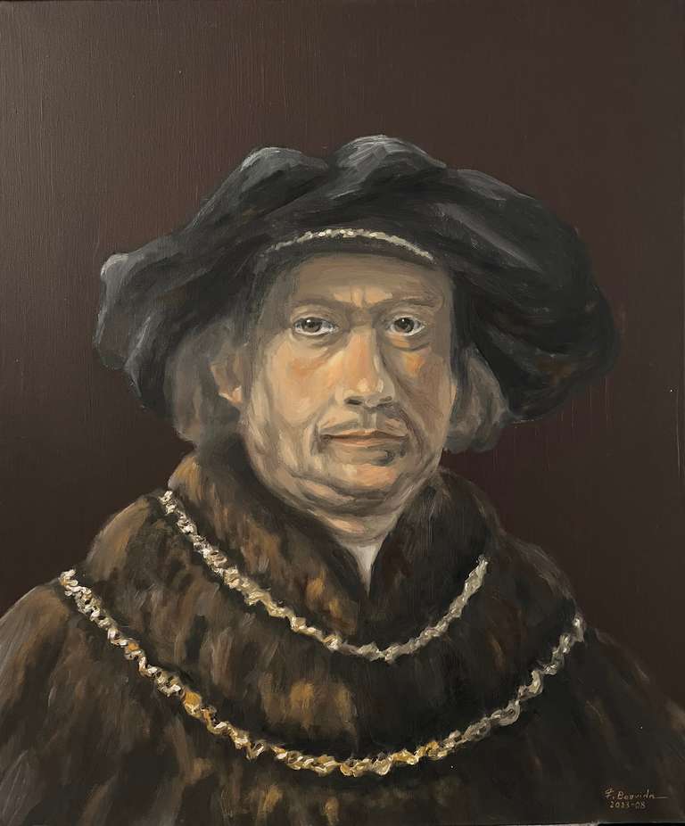 Rembrandt van Rijn in 1658. 60 cm x 50 cm, August 2023