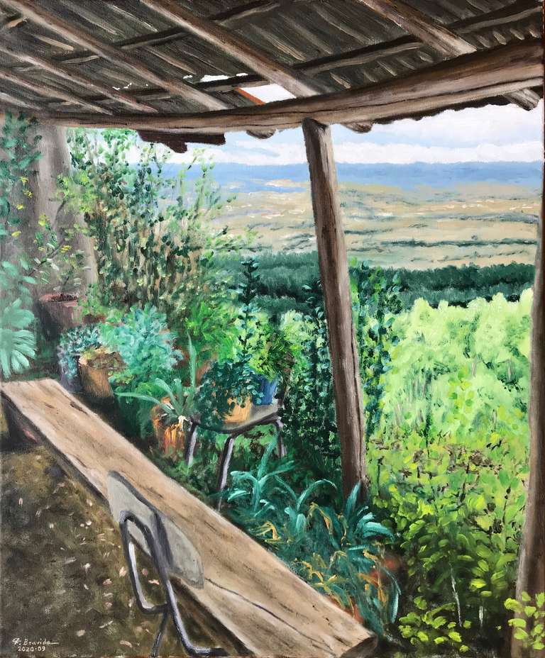 Garden porch at Ourém castle. 60 cm x 50 cm. 1000 Euros