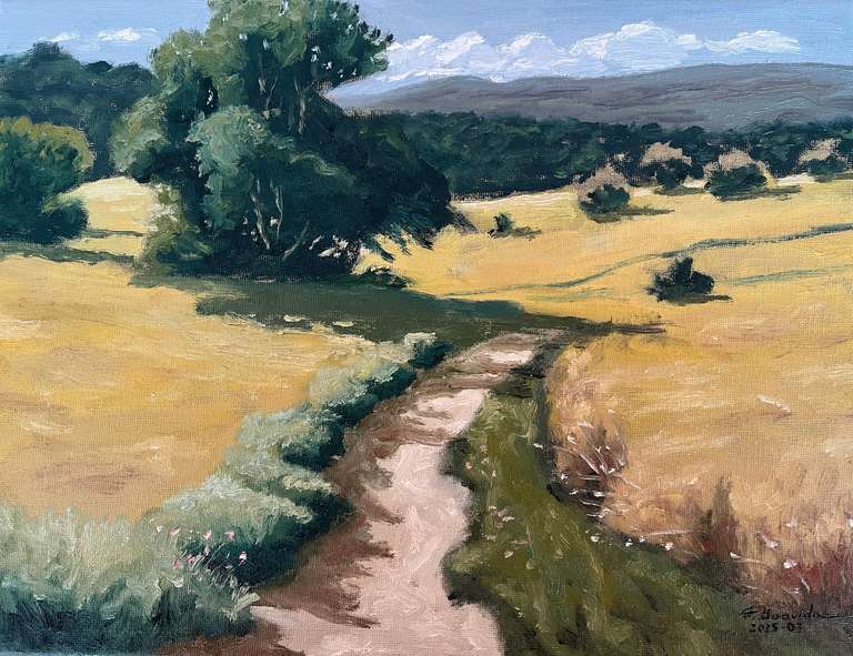 Sunlit path. 27 cm x 35 cm. 250 Euros