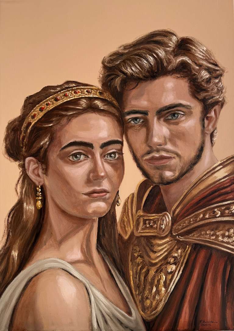Helen and Paris of Troy. 70 cm x 50 cm. 1500 Euros