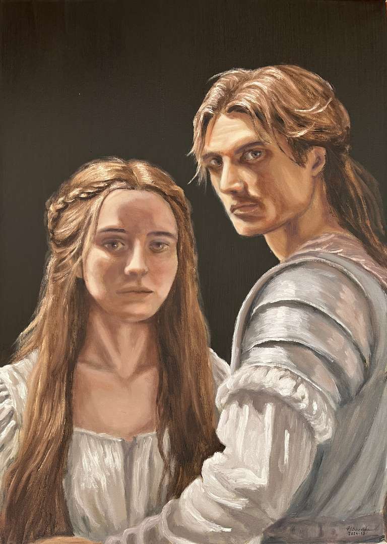 Pedro and Inês. Oil on canvas, 70 cm x 50 cm