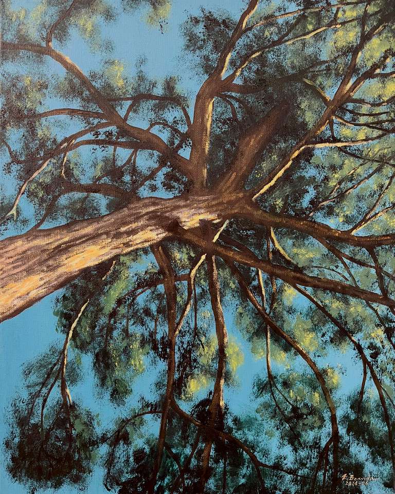 Under the canopy. Oil on canvas, 50 cm x 40 cm. June 2026